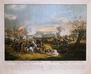 ブランズウィックのフレデリックウィリアムのウィリアム公爵の死（1771-1815）-1815年6月16日のキャトルブラの戦いで、JLルジェンダス、1815年に公開（色付きのアクアチント） 作： German School