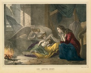 母の祈り、J。ショルツ、マインツ発行、1850年頃の絵の大判 作： German School