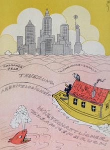 旧世界の新しい大洪水、1920年代のヨーロッパの経済危機に言及した漫画 作： German School