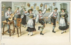 The Schuhplattler Dance（カラーリトグラフ 作： German School