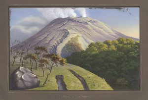 1836年9月、5231フィートの高さから見たメラピの頂上の南側、pl.VII、ジャワ島の旅の地形図および科学地図から、博士。マグフブールのジョンフンさん 作： German School