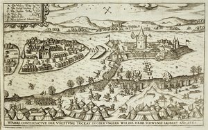 1565年にシュウェンディ卿によってトルコ人から回収されたトカイの町、ポールファースト（c.1605-66）によって彫刻されたヨーロッパでのオスマン帝国のキャンペーンに関する本のイラスト 作： German School