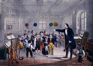 The Village Schoolmaster, c.1850 (カラーリトグラフ) 作： German School