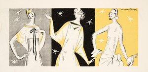 ドレスを着た3人の女性、1922年刊『Styl』より（ポショワール版画）