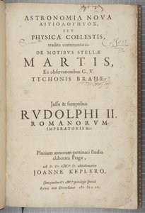ヨハネス・ケプラー著「Astronomia nova Aitiologetos」のタイトルページ（エングレーヴィング 作： German School