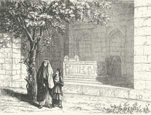 イランの都市シラーズにあるペルシャの詩人サーディの墓（彫刻）。 作： German School
