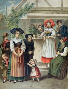 ストラスブール地方の伝統的な衣装、c。 1870-80 作： German School