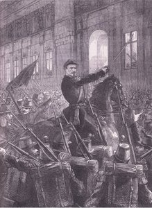 ホテル・ドゥ・ヴィルの外で国民衛兵を集結させるトロチュ 1890年頃、Cassell and Company Limited発行のCassells History of the War between France and Germany (litho)