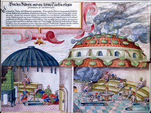 トルコ式風呂、16世紀後半（紙にトイレ） 作： German School