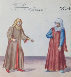 2人のユダヤ人女性、1600年頃（紙にトイレ） 作： German School