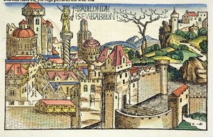 ニュルンベルク年代記からのバビロンの古代都市の眺めバイHartmann Schedel（1440-1514）1493