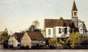 Bischwiller、ドイツの教会の眺め 作： German School