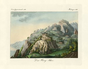 アトス山の眺め（彩色済み彫刻 作： German School