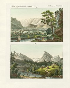 スイスの風景（彩色済み彫刻