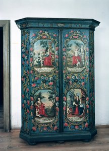 四季折々の装飾が施されたワードローブ、1778年（塗装木材）