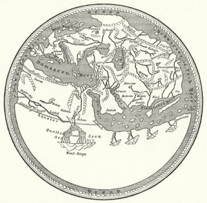 アラブの地理学者・地図製作者であるMuhammad al-Idrisiの世界地図。 作： German School