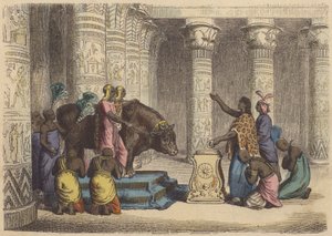 古代エジプトにおけるアピス牡牛の崇拝（カラー図版 作： German School
