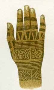 ダヤクの手のタトゥーのデザインの例、ボルネオ、1894 作： German School