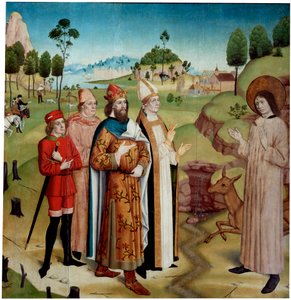 ロイヤルハントでの聖ジャイルズとワンバ王、c1470-1480。 作： German master.