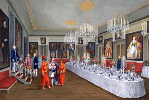 ハプスブルク皇帝の一連の肖像画が飾られたダイニング ルーム、ヨーゼフ キッスの絵画、ヴィラ ラザロヴィチ、ハプスブルク家マクシミリアン (1832-1867) のトリエステ邸宅、ゲルマーノ プロスドシミ作のテンペラ 作： Germano Prosdocimi