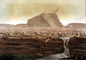 メキシコ・ジョルロ火山（カラーリトグラフ） 作： Gerolamo Fumagalli