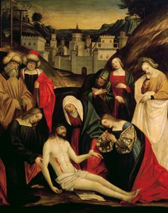 死んだキリストの嘆き」 1520年頃 ジェロラモ・ジョヴェノーネ（1486または1487-1555）作 パネルに油彩 イタリア 作： Gerolamo Giovenone
