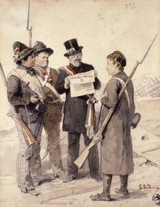 ミラノの 5 日間、Gerolamo Induno (1827-1890)、水彩画 作： Gerolamo Induno