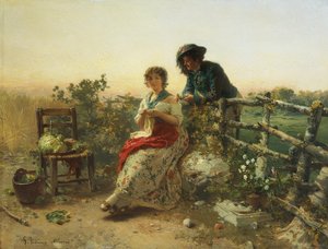 平時、ジェロラモ・インドゥノ作、1880年頃、木に油彩 作： Gerolamo Induno