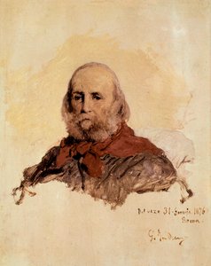 イタリアの団結: ジュゼッペ ガリバルディ (1807-1882)、イタリアの愛国者の肖像。 Gerolamo (Girolamo) Induno (1825-1890) の作品