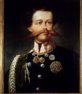 Gerolamo (Girolamo) Induno による Victor Emmanuel II (Victor-Emmanuel) (Vittorio Emanuele) (1820 - 1878) の肖像。 ルネッサンス博物館。 ミラノ。 作： Gerolamo Induno