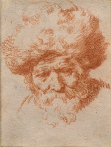 冬のアレゴリー: 毛皮の帽子をかぶった老人の頭部 作： Gerrit Adriaensz (attr.to) Berckheyde