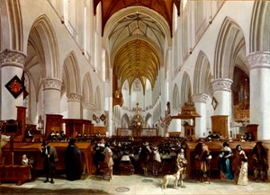 教会の内部。オランダの画家、ゲリット・ベルケイド（1638-1698）の絵画。ロンドン、ナリオナルギャラリー