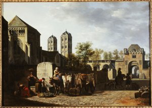 ケルンの公共の噴水と聖ゲレオン教会、1670年頃（木に油彩） 作： Gerrit Adriaensz Berckheyde