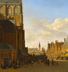 魚市場とハールレムの大教会（1675-1680年頃） 作： Gerrit Adriaensz Berckheyde