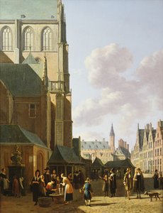 グロートマルクト、ハーレム、西を向いて 作： Gerrit Adriaensz Berckheyde