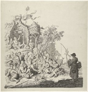 鳩小屋のある旅館でのローマのグループ 作： Gerrit Adriaensz. de Heer