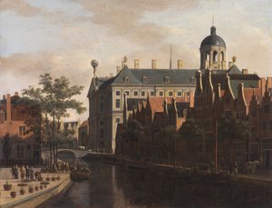 オランダ語：アムステルダムの花と木のマーケットとNieuwezijds Voorburgwalを見た。
