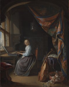 クラヴィコードを弾く女性。 作： ゲリット・ドゥ