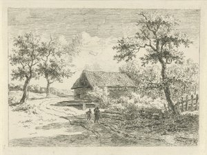 向かう途中の 2 人の人物がいる風景 作： Gerrit Jan Michaëlis
