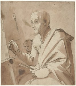 彼のイーゼルに絵を描く 作： Gerrit Pietersz. Sweelink