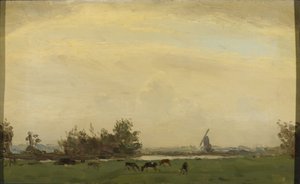 Spaarne の牧草地の風景 作： Gerrit Willem Dijsselhof