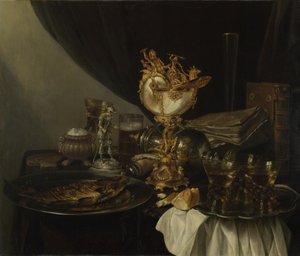 ノーチラスの杯のある静物画 1645年頃 作： Gerrit Willemsz. Heda