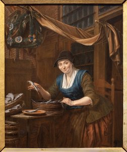 魚屋。 Gerrit Zegelaar (1719-1794) による絵画、木に油彩、18 世紀半ば。 アンジェの美術館。 作： Gerrit Zegelaar
