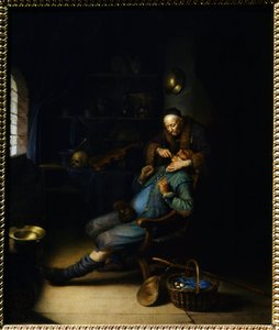歯を抜く人。ジェラード・ドウ（またはゲリット・ダウ）（1613-1675）の絵 作： Gerrit Dou