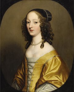 エリザベート・ド・ボエム - ボヘミアの女王エリザベート・スチュアート（1596-1662）、ホンソルスト、ゲリット、ファン（1590-1656）によるものです。木に油彩。寸法：72,3x57,7cmプライベートコレクション