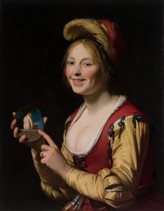 猥褻なイメージを抱く微笑みの少女 花魁 作： Gerrit van Honthorst