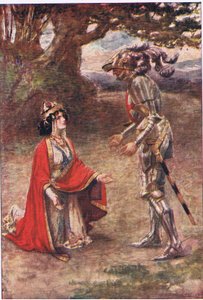赤十字騎士は完全に打ち負かされた、妖精の女王の物語、ジョージ・ハラップ・アンド・カンパニー刊 作： Gertrude E. Demain (after) Hammond