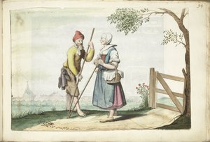 農家の夫婦が話している 作： Gesina ter Borch (signed by artist)