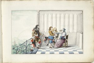 テラスでの会社 作： Gesina ter Borch (signed by artist)