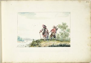 風景の中の紳士と放浪者 作： Gesina ter Borch (signed by artist)